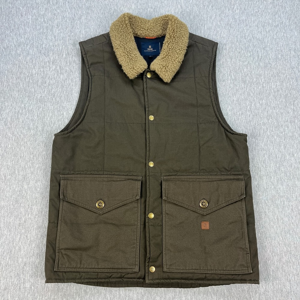 Roark x Jamie Thomas Livingston Vest Mens M Brown Sherpa Collar Quilted